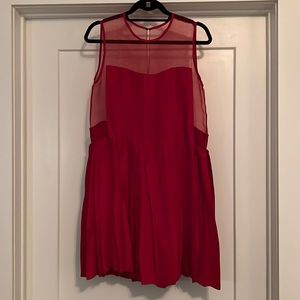 Azeeza by Barney’s red pleated dress with sheer back